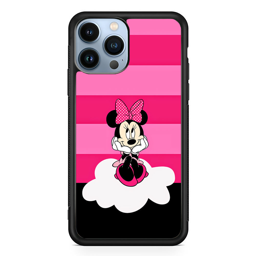 Minnie Mouse Pink Stripe iPhone 14 Pro Case-Phone Case-Rubber Black (2D Case)-Altracase