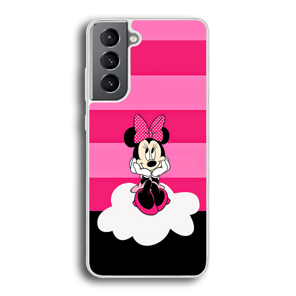 Minnie Mouse Pink Stripe Samsung Galaxy S24 Plus Case-Phone Case-Rubber White (2D Case)-Altracase