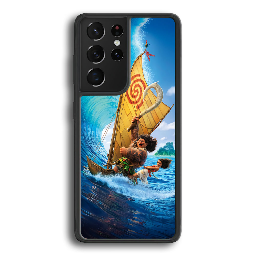 Moana Sailing on The Sea Samsung Galaxy S22 Ultra Case-Phone Case-Rubber Black (2D Case)-Altracase
