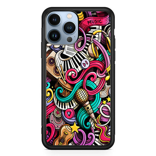 Music Doodle Art iPhone 14 Pro Case-Phone Case-Rubber Black (2D Case)-Altracase