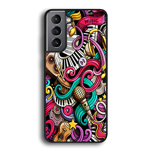 Music Doodle Art Samsung Galaxy S24 Plus Case-Phone Case-Rubber Black (2D Case)-Altracase