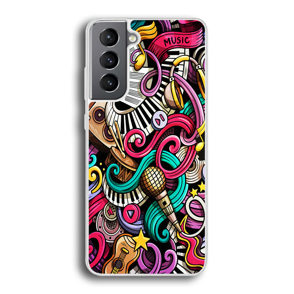 Music Doodle Art Samsung Galaxy S23 Plus Case-Phone Case-Rubber White (2D Case)-Altracase