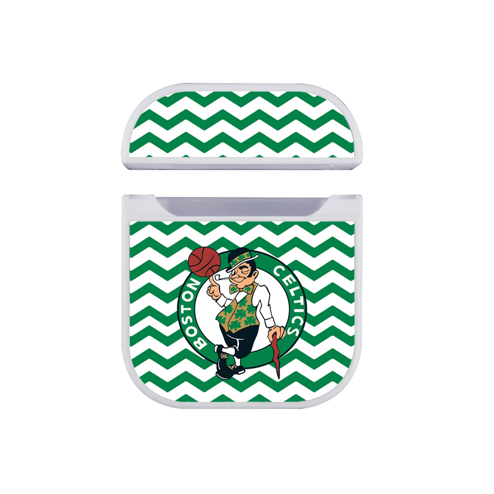 NBA Boston Celtics Chevron Patern Apple AirPods Case-AirPod Case-White-Altracase