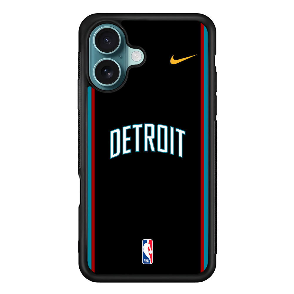 NBA Detroit Pistons Black Nike iPhone 16 Plus Case - Altracase