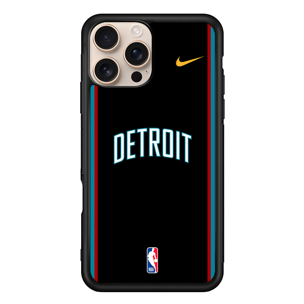 NBA Detroit Pistons Black Nike iPhone 16 Pro Case - Altracase