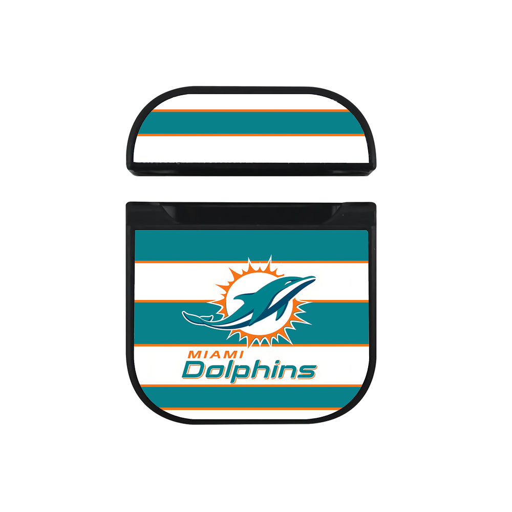 NFL Miami Dolphins Stripe Apple AirPods Case-AirPod Case-Black-Altracase