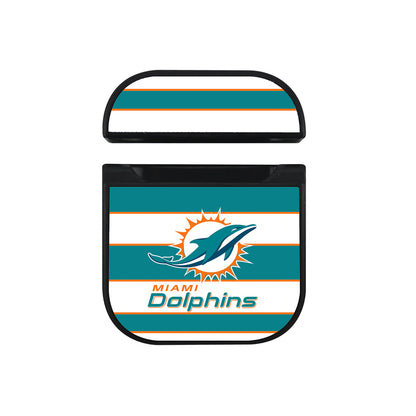 NFL Miami Dolphins Stripe Apple AirPods Case-AirPod Case-Black-Altracase