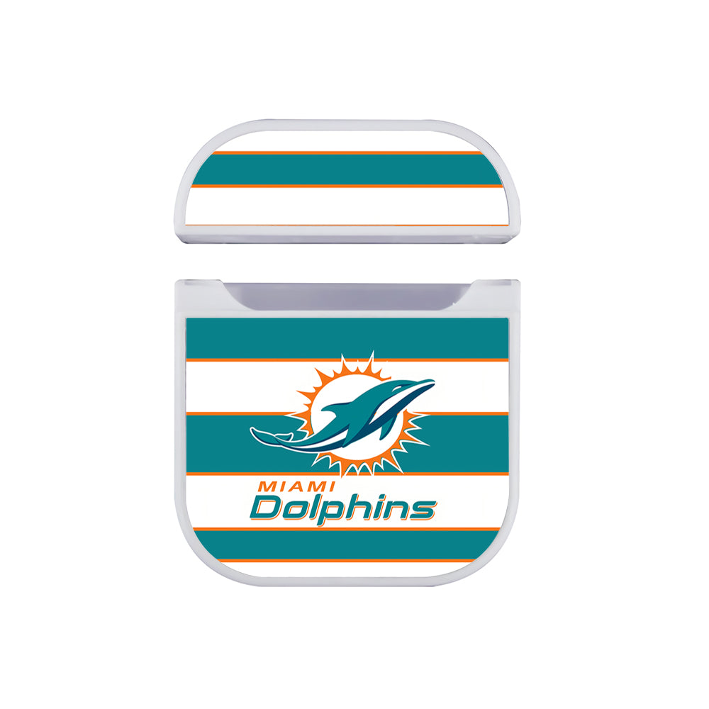 NFL Miami Dolphins Stripe Apple AirPods Case-AirPod Case-White-Altracase