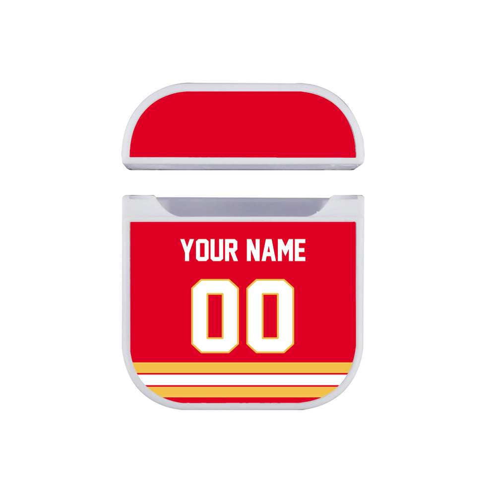 NHL Calgary Flames Custom Jersey Hard Plastic Case For Apple Airpods