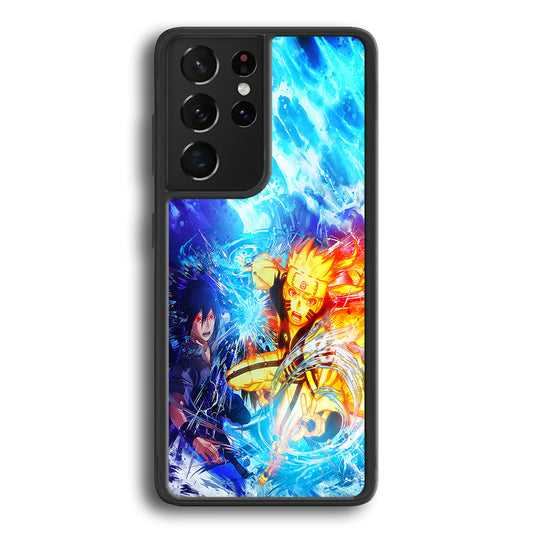 Naruto Sasuke Together Samsung Galaxy S23 Ultra Case-Phone Case-Rubber Black (2D Case)-Altracase