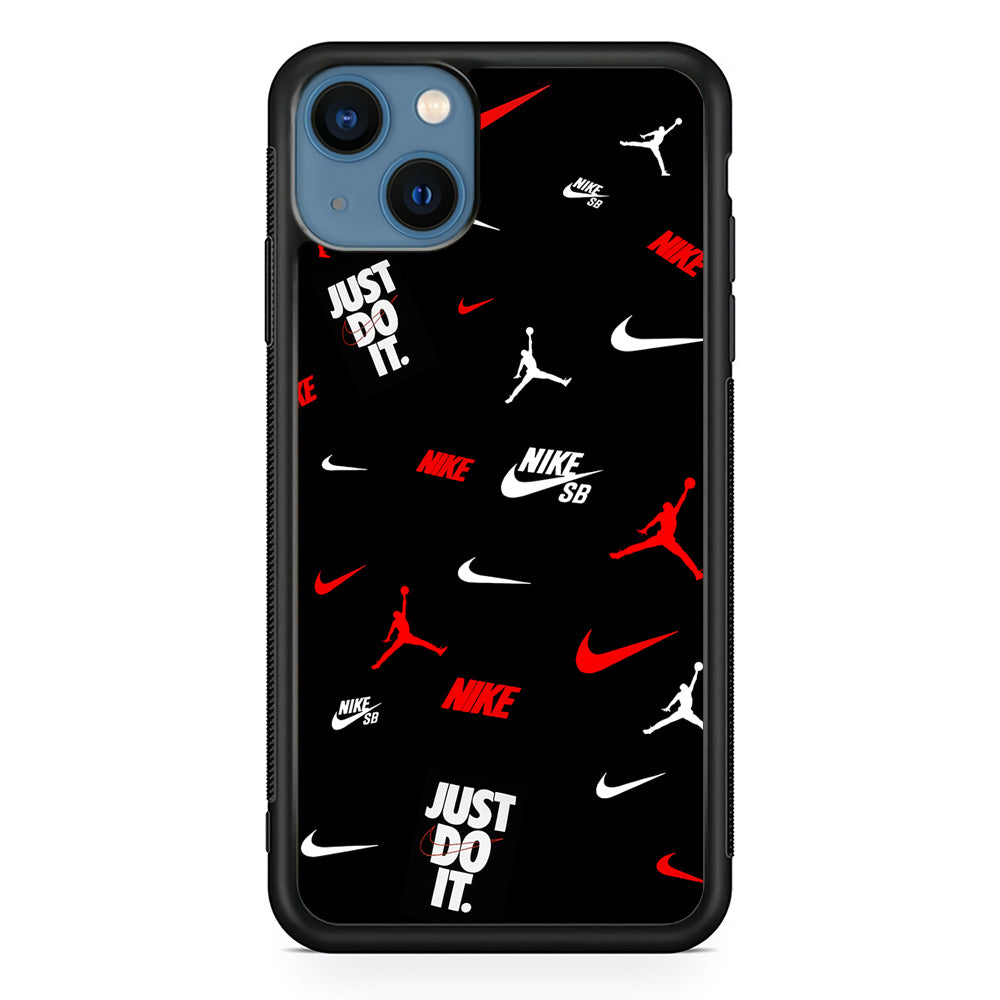 Nike Collage Emblem Jordan iPhone 15 Case-Mobile Phone Case-Rubber Black (2D Case)-Altracase