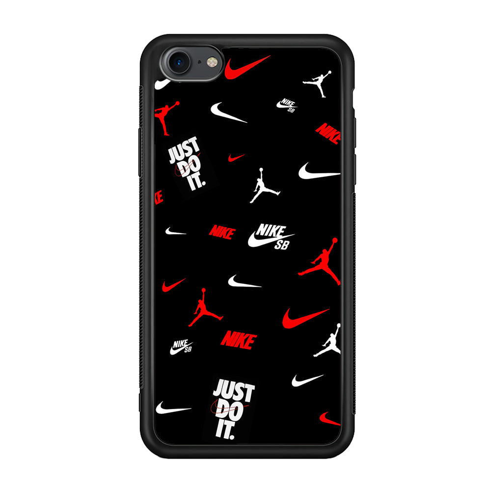 Nike Collage Emblem Jordan iPhone SE 3 2022 Case-Mobile Phone Case-Rubber Black (2D Case)-Altracase