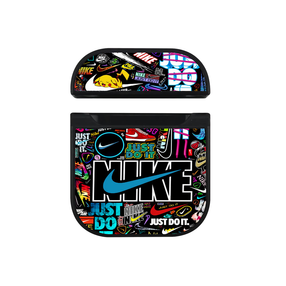Nike Cool Logo Art Pattern Apple AirPods Case-AirPod Case-Black-Altracase