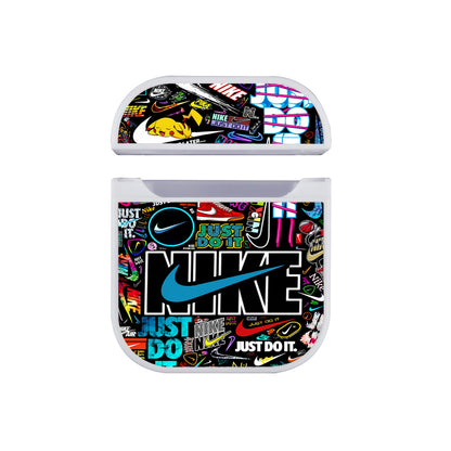 Nike Cool Logo Art Pattern Apple AirPods Case-AirPod Case-White-Altracase