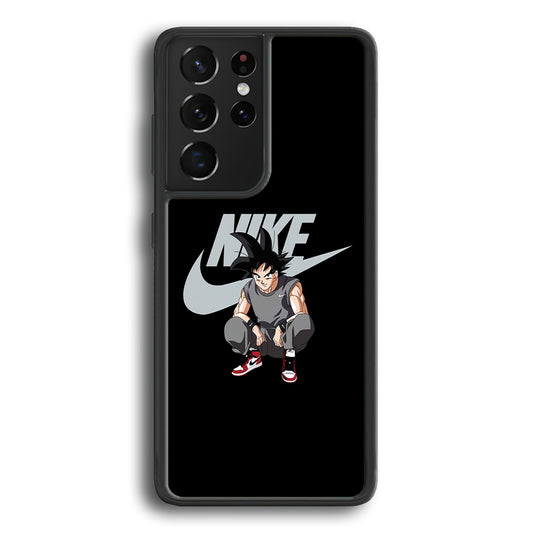 Nike Dragon Ball Goku Samsung Galaxy S21 Ultra Case-Mobile Phone Case-Rubber Black (2D Case)-Altracase
