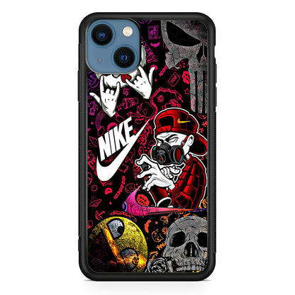 Nike Graffiti Sticker Art iPhone 15 Case