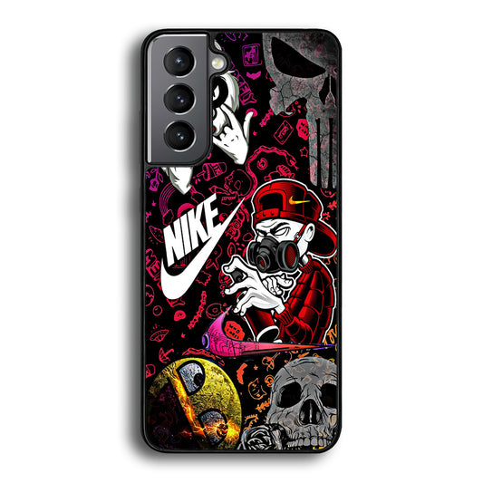 Nike Graffiti Sticker Art Samsung Galaxy S21 Case-Mobile Phone Case-Rubber Black (2D Case)-Altracase