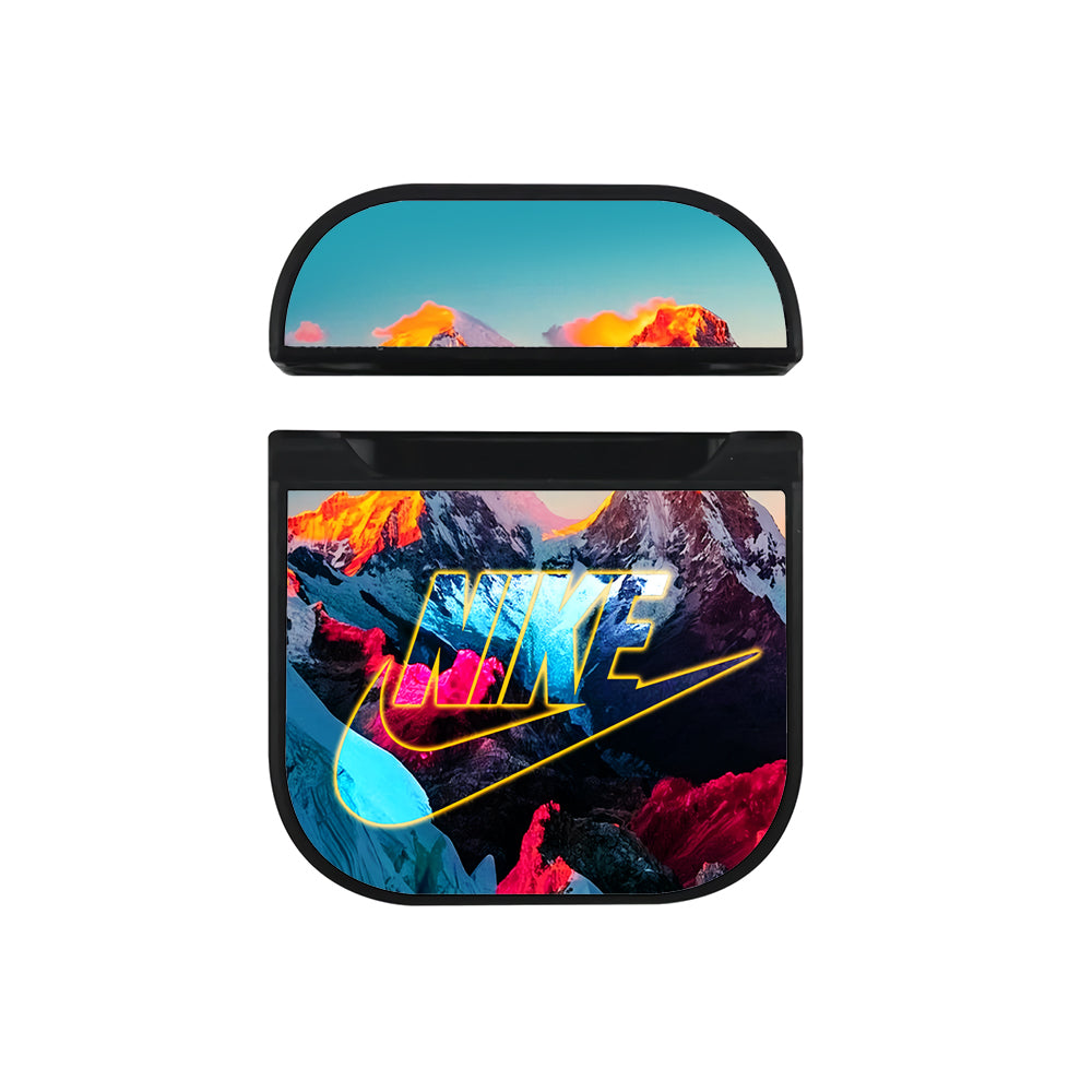 Nike Logo Beautiful Mountains Apple AirPods Case-AirPod Case-Black-Altracase