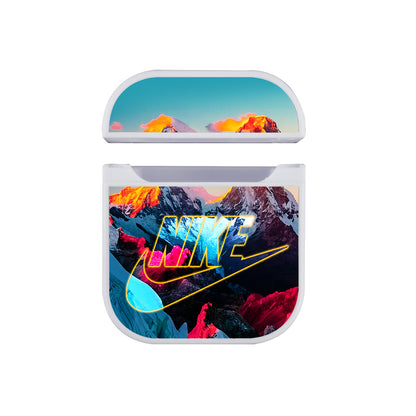 Nike Logo Beautiful Mountains Apple AirPods Case-AirPod Case-White-Altracase