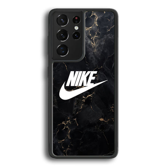 Nike Logo Black Stone Marble Samsung Galaxy S22 Ultra Case