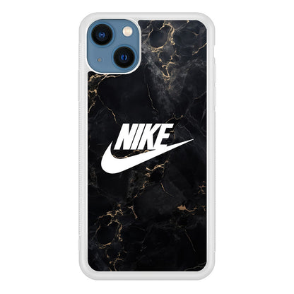 Nike Logo Black Stone Marble iPhone 15 Plus Case