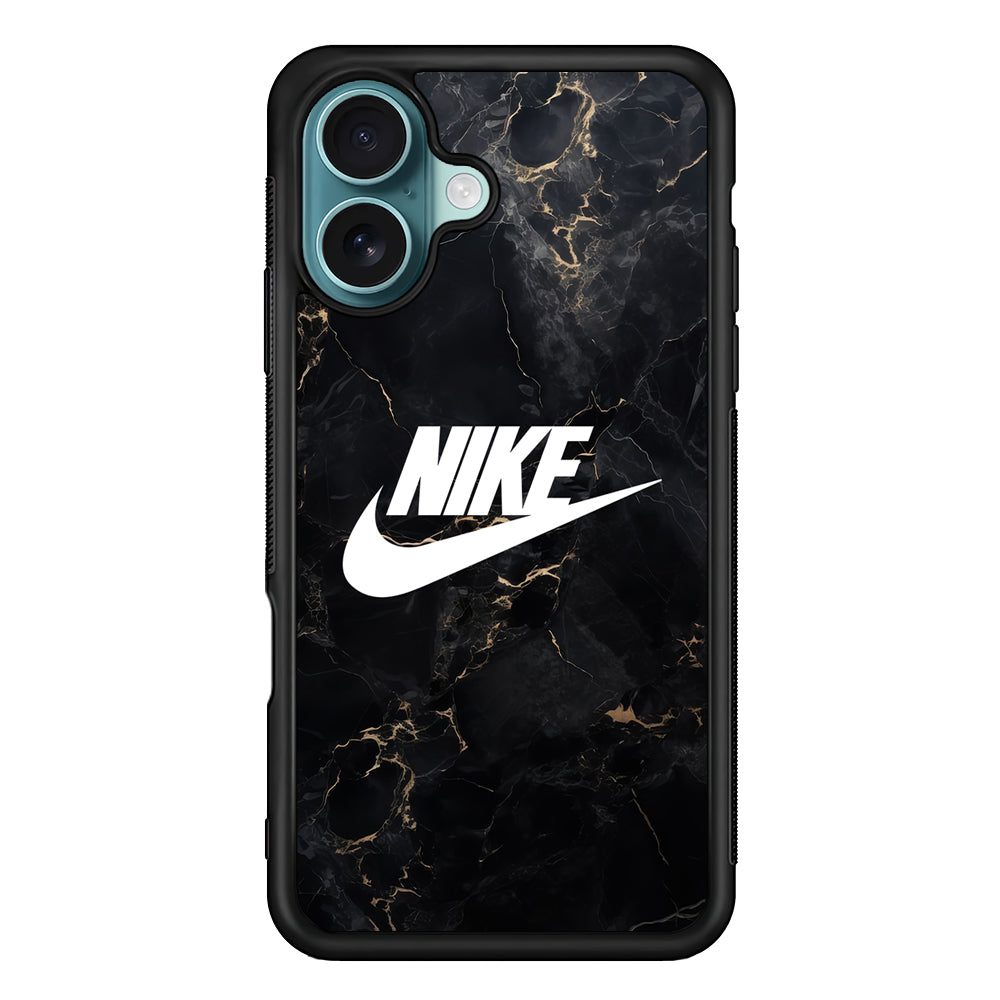 Nike Logo Black Stone Marble iPhone 16 Plus Case - Altracase