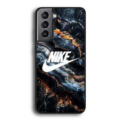 Nike Logo Grey Gold Stone Marble Samsung Galaxy S24 Plus Case