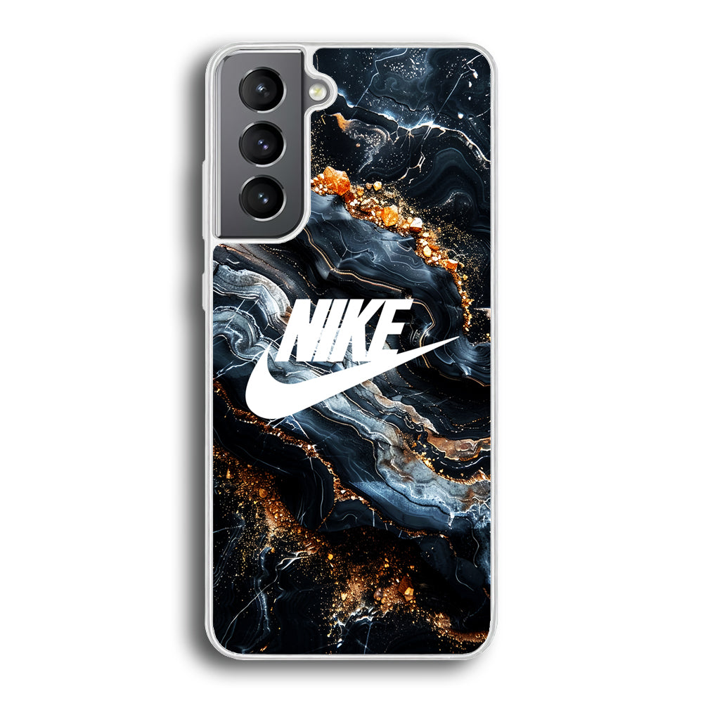 Nike Logo Grey Gold Stone Marble Samsung Galaxy S22 Plus Case