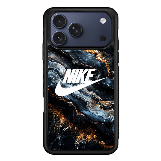 Nike Logo Grey Gold Stone Marble iPhone 17 Pro Max Case - Altracase
