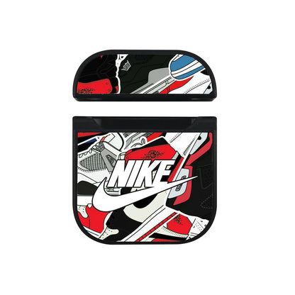 Nike Logo Shoes Pattern Apple AirPods Case-AirPod Case-Black-Altracase