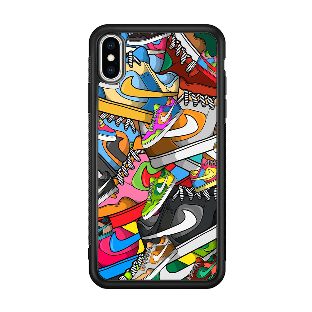 Nike Mix Shoes iPhone Xs Case-Mobile Phone Case-Rubber Black (2D Case)-Altracase