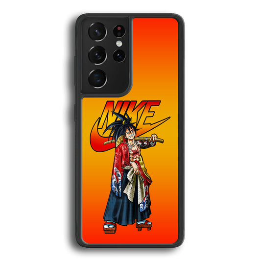 Nike Monkey D Luffy Samsung Galaxy S22 Ultra Case-Mobile Phone Case-Rubber Black (2D Case)-Altracase