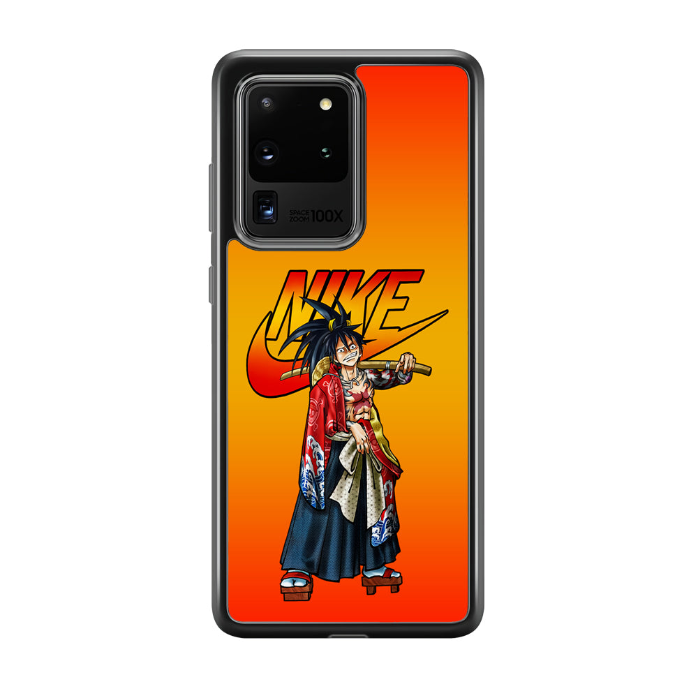 Nike Monkey D Luffy Samsung Galaxy S20 Ultra Case-Mobile Phone Case-Rubber Black (2D Case)-Altracase