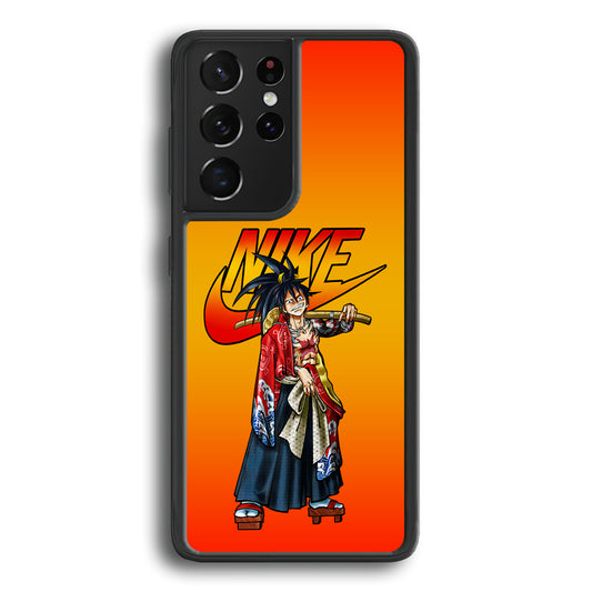 Nike Monkey D Luffy Samsung Galaxy S21 Ultra Case-Mobile Phone Case-Rubber Black (2D Case)-Altracase