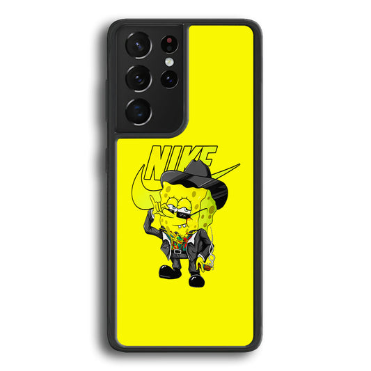 Nike Spongebob Executive Samsung Galaxy S22 Ultra Case-Mobile Phone Case-Rubber Black (2D Case)-Altracase