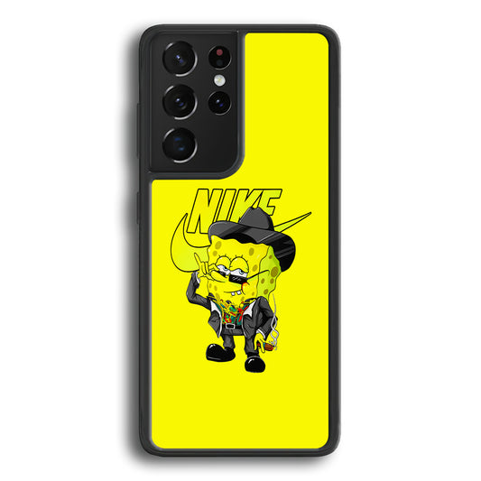 Nike Spongebob Executive Samsung Galaxy S21 Ultra Case-Mobile Phone Case-Rubber Black (2D Case)-Altracase