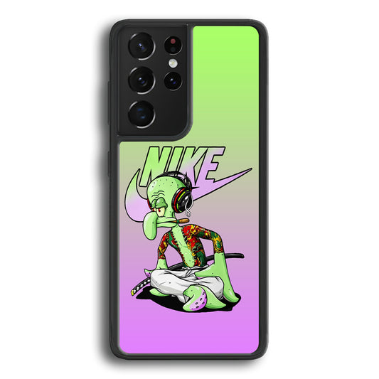 Nike Squidward Gangster Samsung Galaxy S21 Ultra Case-Mobile Phone Case-Rubber Black (2D Case)-Altracase