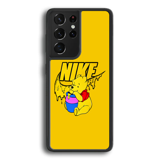 Nike Winnie The Pooh Samsung Galaxy S21 Ultra Case-Mobile Phone Case-Rubber Black (2D Case)-Altracase
