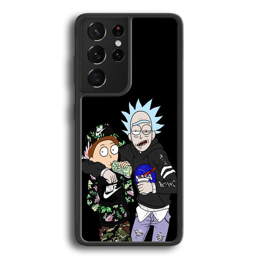 Nike X Nasa Rick and Morty Samsung Galaxy S21 Ultra Case-Mobile Phone Case-Rubber Black (2D Case)-Altracase