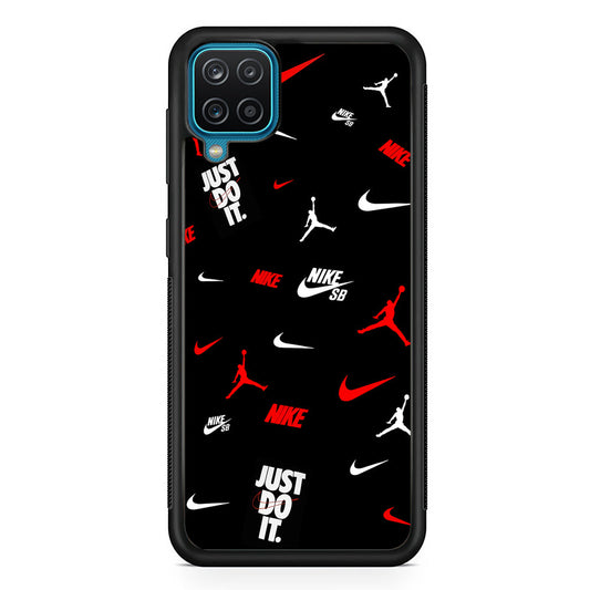 Nike Collage Emblem Jordan Samsung Galaxy A12 Case-Mobile Phone Case-Rubber Black (2D Case)-Altracase
