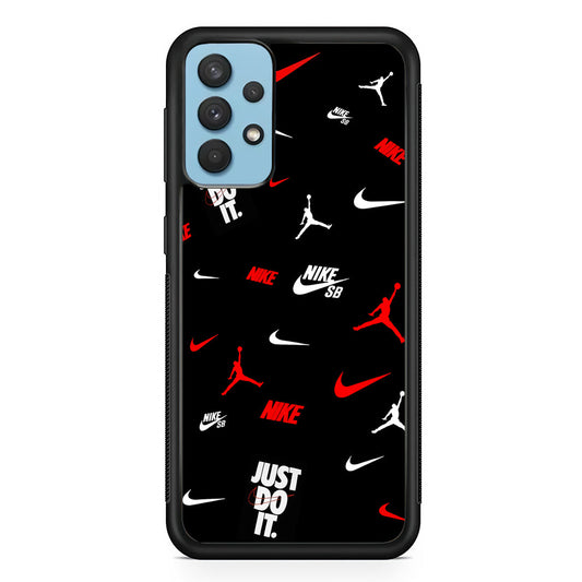 Nike Collage Emblem Jordan Samsung Galaxy A32 Case-Mobile Phone Case-Rubber Black (2D Case)-Altracase