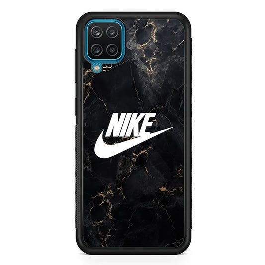 Nike Logo Black Stone Marble Samsung Galaxy A12 Case-Mobile Phone Case-Rubber Black (2D Case)-Altracase