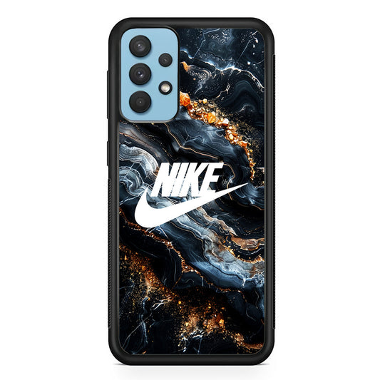 Nike Logo Grey Gold Stone Marble Samsung Galaxy A32 Case-Mobile Phone Case-Rubber Black (2D Case)-Altracase