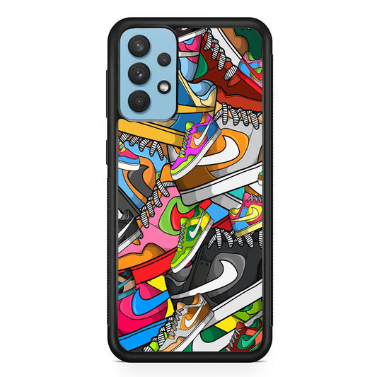 Nike Mix Shoes Samsung Galaxy A32 Case-Mobile Phone Case-Rubber Black (2D Case)-Altracase