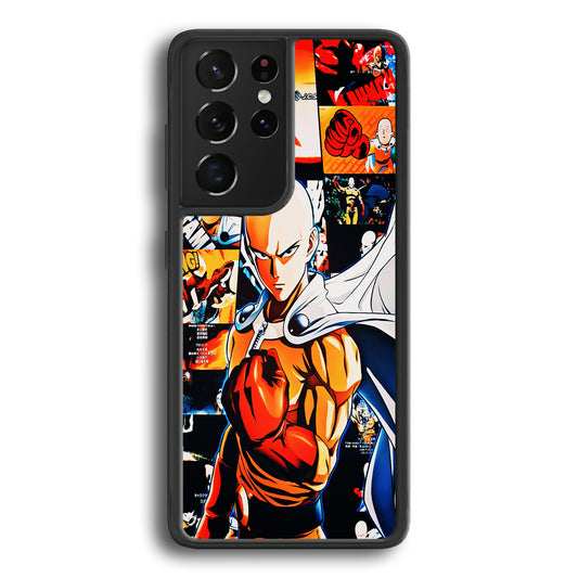 OPM Saitama Aesthetic Samsung Galaxy S21 Ultra Case-Phone Case-Rubber Black (2D Case)-Altracase
