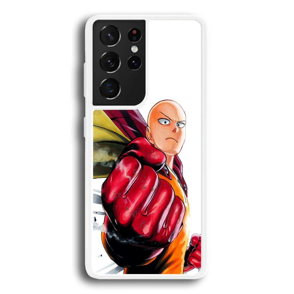 OPM Saitama Strong Punch Samsung Galaxy S21 Ultra Case-Phone Case-Rubber White (2D Case)-Altracase