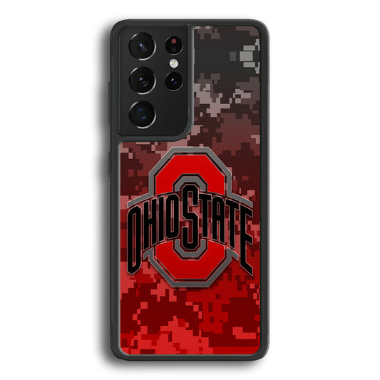 Ohio State Pixel Art Samsung Galaxy S21 Ultra Case-Phone Case-Rubber Black (2D Case)-Altracase