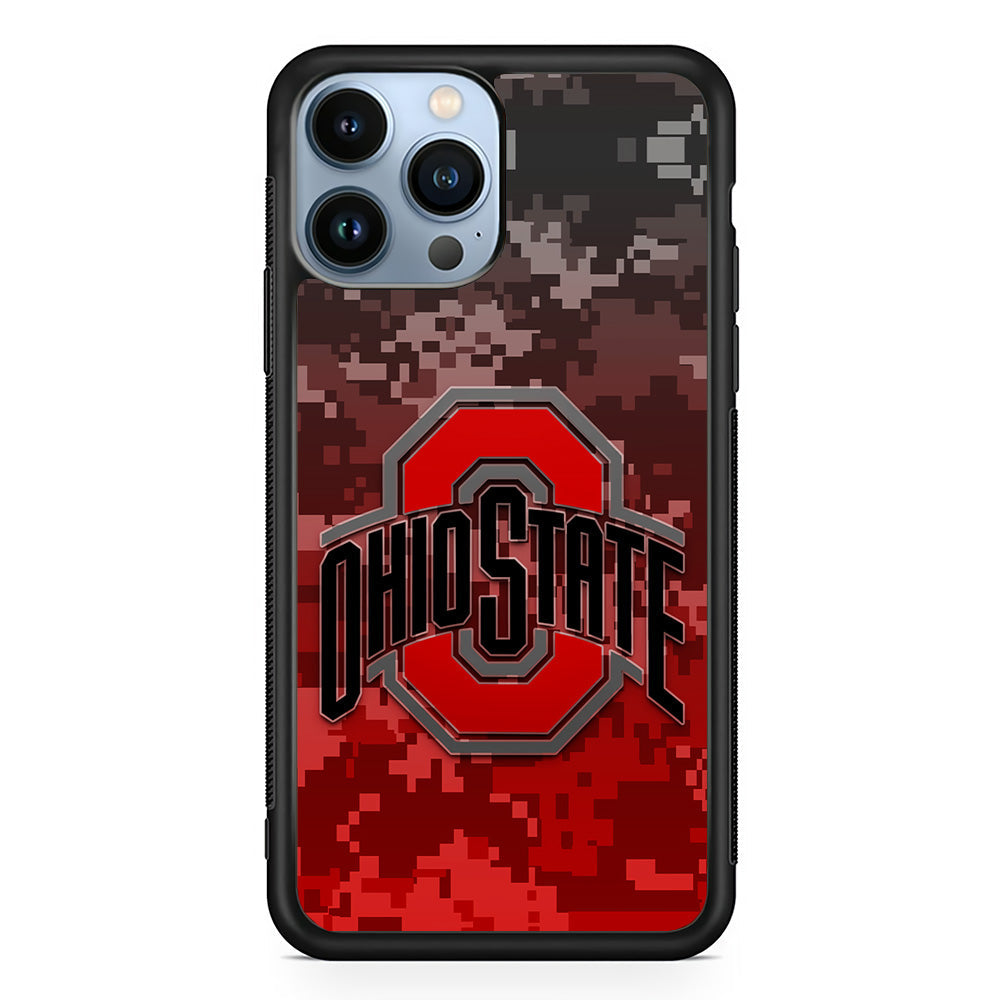 Ohio State Pixel Art iPhone 14 Pro Max Case-Phone Case-Rubber Black (2D Case)-Altracase