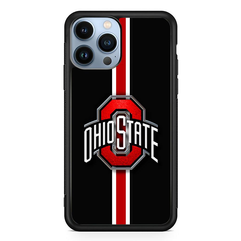 Ohio State White Red Line iPhone 14 Pro Case-Phone Case-Rubber Black (2D Case)-Altracase