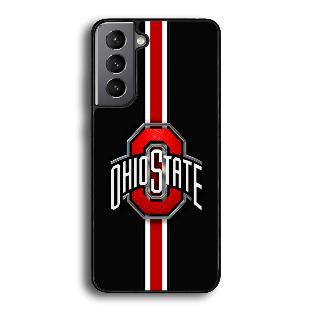 Ohio State White Red Line Samsung Galaxy S23 Plus Case-Phone Case-Rubber Black (2D Case)-Altracase